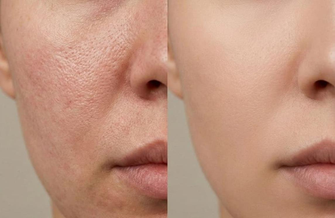 Before and after texture and pores result